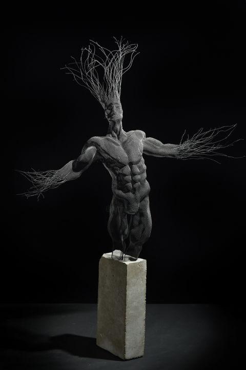 Sculpture titled "The Gaze" by Ofer Rubin, Original Artwork, Metals