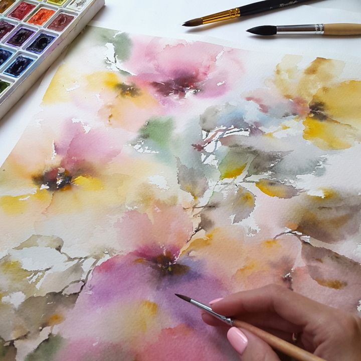 Floral painting Flower breeze Painting by Olga Grigorevykh | Artmajeur
