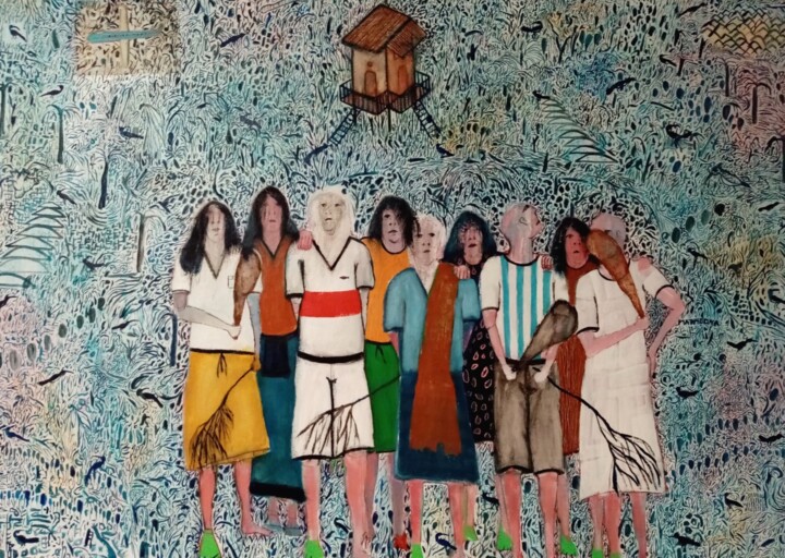 Pintura titulada "La Familia." por Fernando Cometto, Obra de arte original, Oleo Montado en Panel de madera