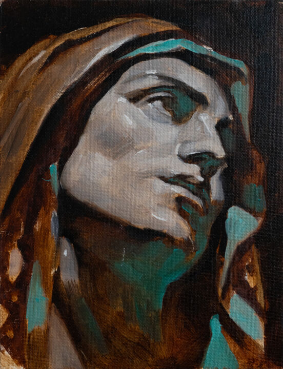 Pittura intitolato "Head" da Oksana Feldman, Opera d'arte originale, Olio