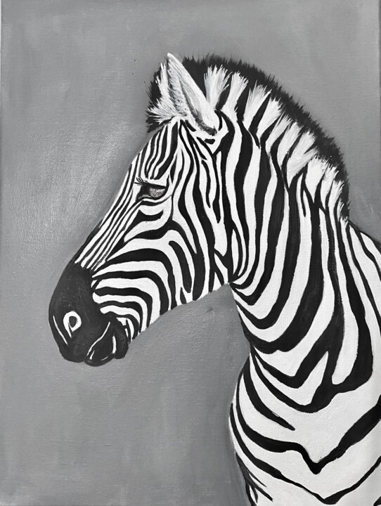 Zobacz w pokoju Dzieło sztuki: Zebra Painting Animal Original Art Painting Animal Wall Art