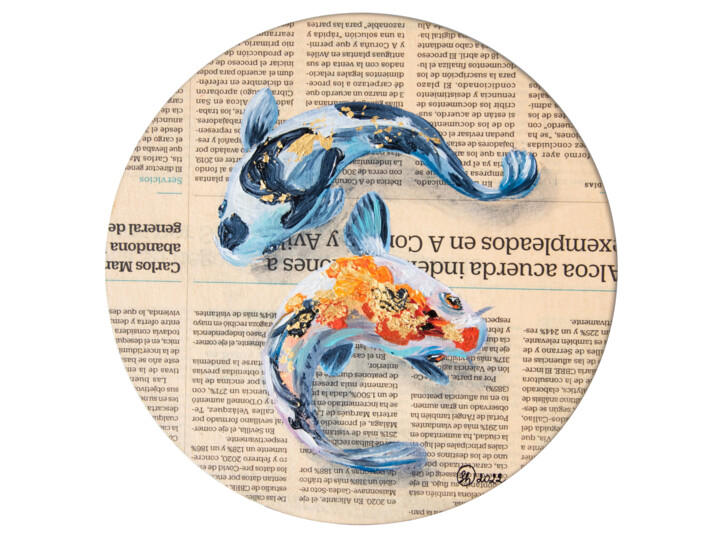 Pintura titulada "Miniature Newspaper…" por Oksana Shevchenko, Obra de arte original, Oleo