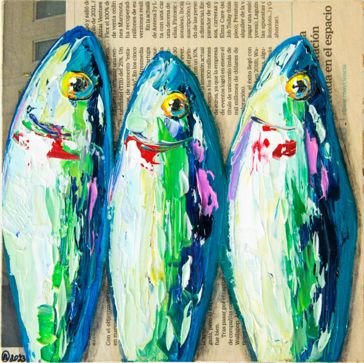 Schilderij getiteld "Fish Art - Original…" door Oksana Shevchenko, Origineel Kunstwerk, Olie