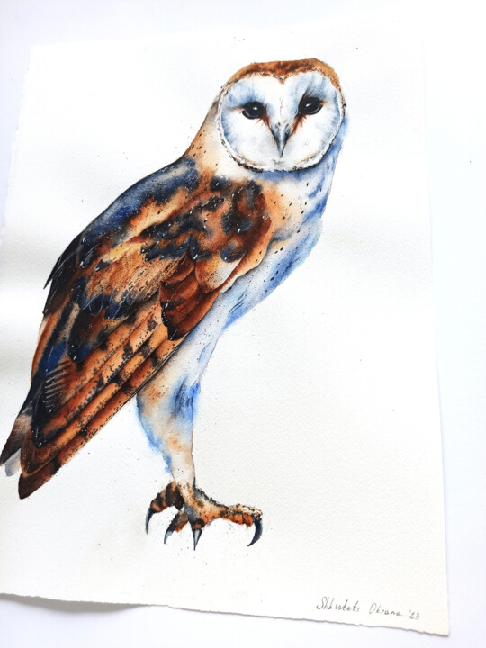 barn owl watercolor tattoo
