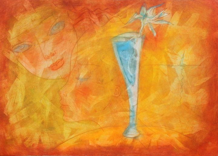 Pintura intitulada "Sunshine blues" por Oksana Veber, Obras de arte originais, Óleo