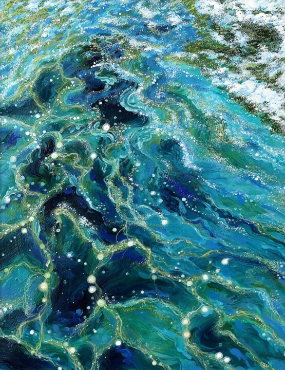 Pittura intitolato ""Живая вода"3" da Oksana Verstiuk, Opera d'arte originale, Acrilico
