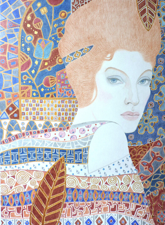 Disegno intitolato "Diva" da Olga Gordienok, Opera d'arte originale, Matite colorate