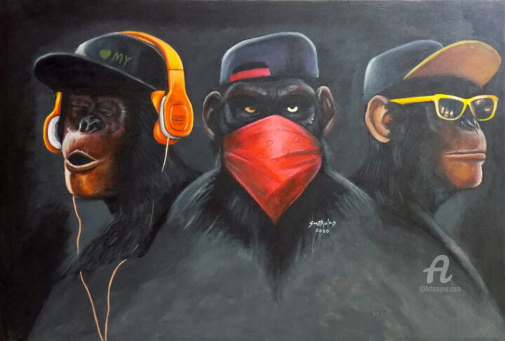 Pintura intitulada "The Three wise Swags" por Olaoluwa Smith, Obras de arte originais, Acrílico