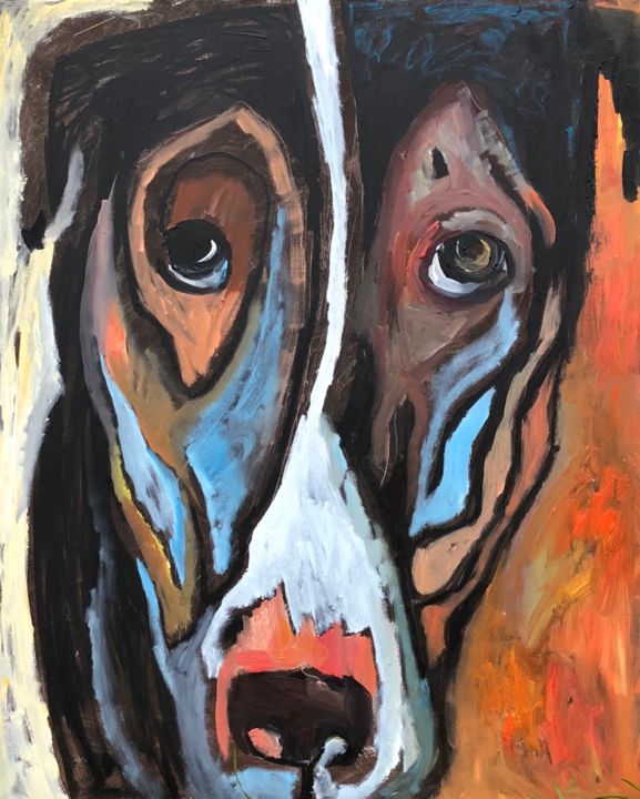 Pittura intitolato "Orange Dog" da Olga Rocher, Opera d'arte originale, Olio