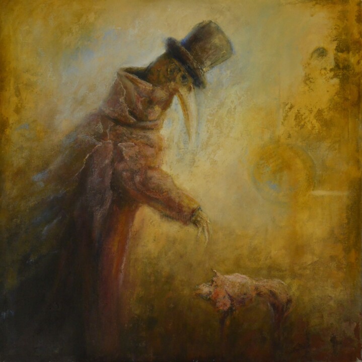 Peinture intitulée "Plague doctor 2024" par Oleg Radvan, Œuvre d'art originale, Acrylique