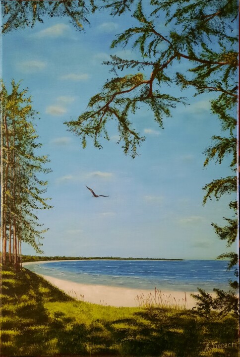 Peinture intitulée "Gull" par Olena Berest, Œuvre d'art originale, Huile Monté sur Châssis en bois