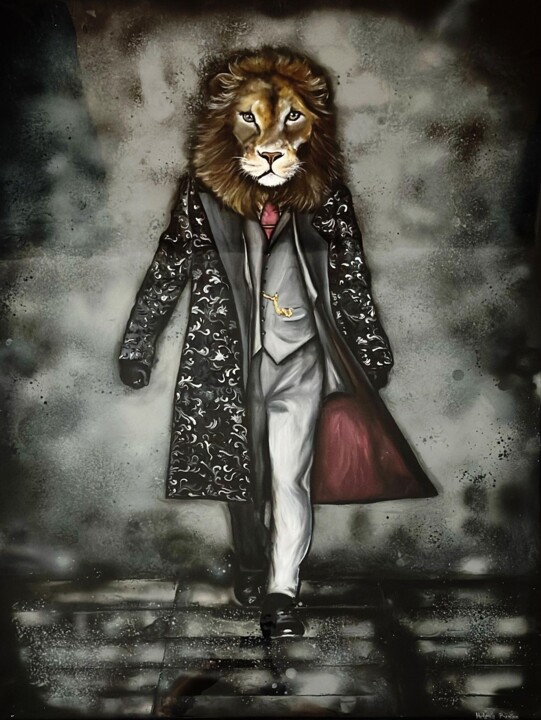Schilderij getiteld "«Lion»" door Olena Bunina (Helena Bunina), Origineel Kunstwerk, Acryl