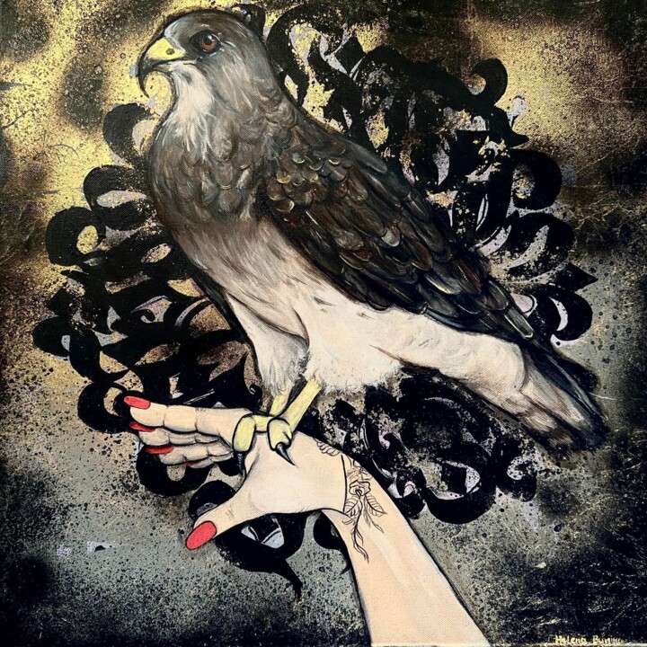 Pintura titulada ""The Hawk"" por Olena Bunina (Helena Bunina), Obra de arte original, Acrílico
