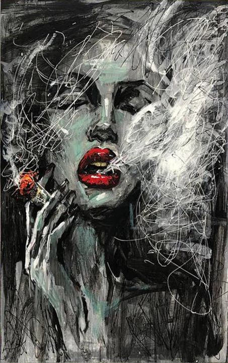 Ζωγραφική με τίτλο "Smoking Woman Paint…" από Olena Kryvonos, Αυθεντικά έργα τέχνης, Ακρυλικό Τοποθετήθηκε στο Ξύλινο φορείο…