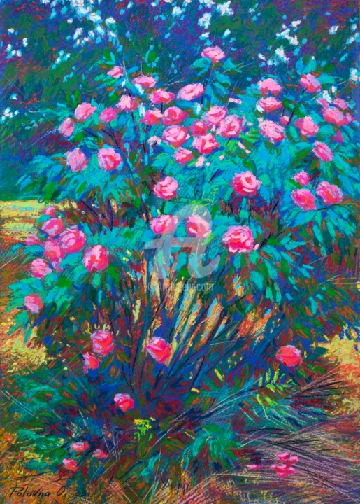 Pittura intitolato "roses roses" da Olena Polovna, Opera d'arte originale, Pastello