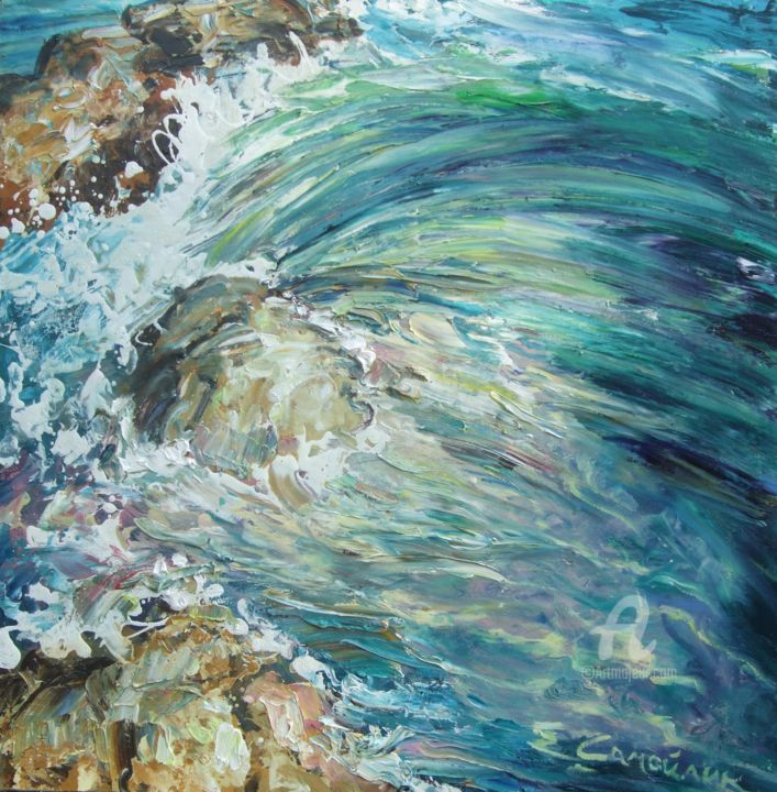 Painting titled "MARITIME SURGE - Or…" by Olena Samoilyk, Original Artwork, Oil