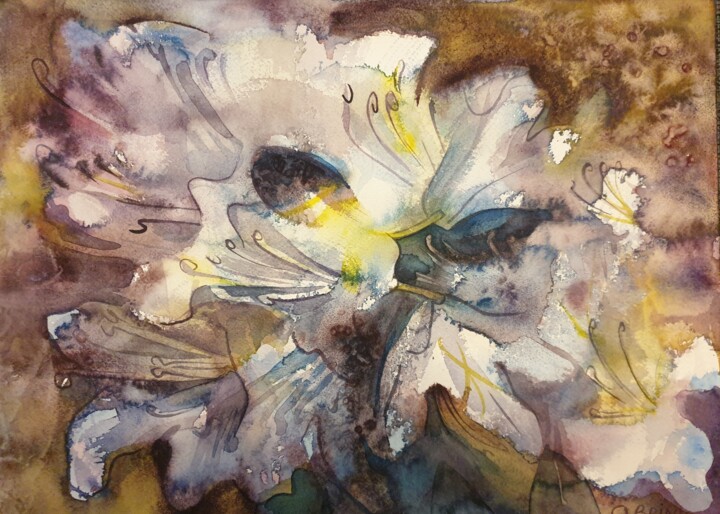 绘画 标题为“Rhododendron” 由Olga Brink, 原创艺术品, 水彩