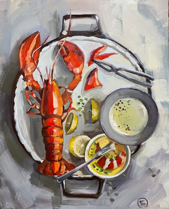 Peinture intitulée "Lobster" par Olga Bronskikh, Œuvre d'art originale, Huile