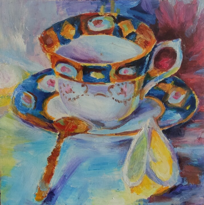 Peinture intitulée "Tea with lemon" par Oj, Œuvre d'art originale, Huile