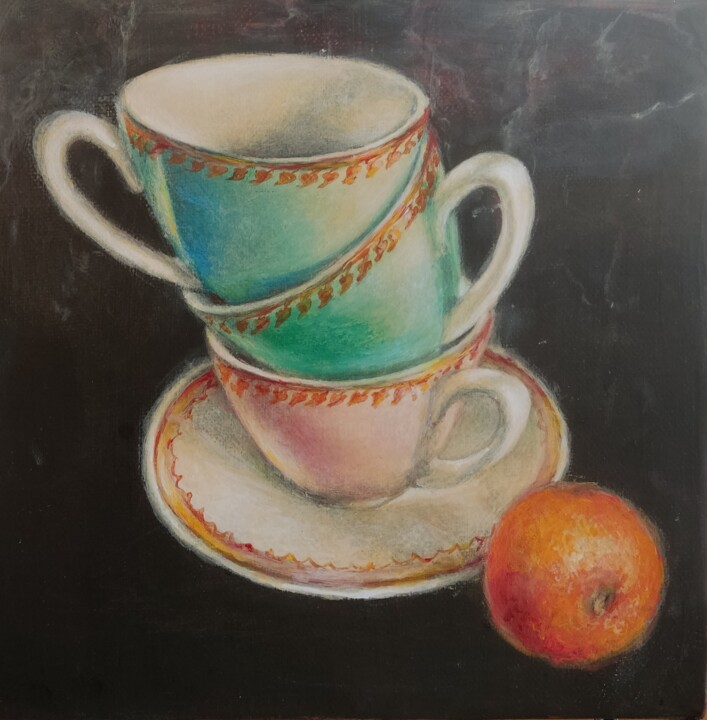 Peinture intitulée "Time for tea" par Oj, Œuvre d'art originale, Huile