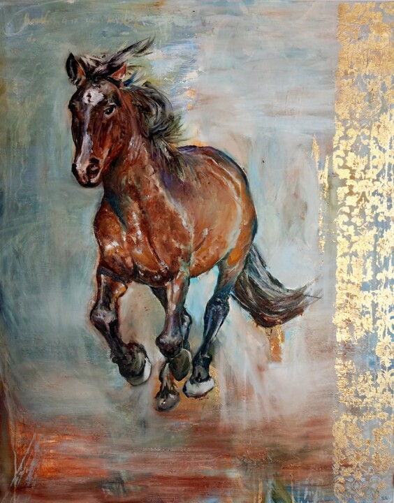 Painting titled ""Freedom" Horse Ori…" by Olga Vedyagina, Original Artwork, Oil