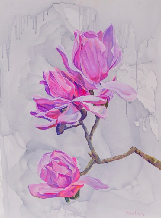 「Spring Magnolias」というタイトルの絵画 Olga Volnaによって, オリジナルのアートワーク, オイル