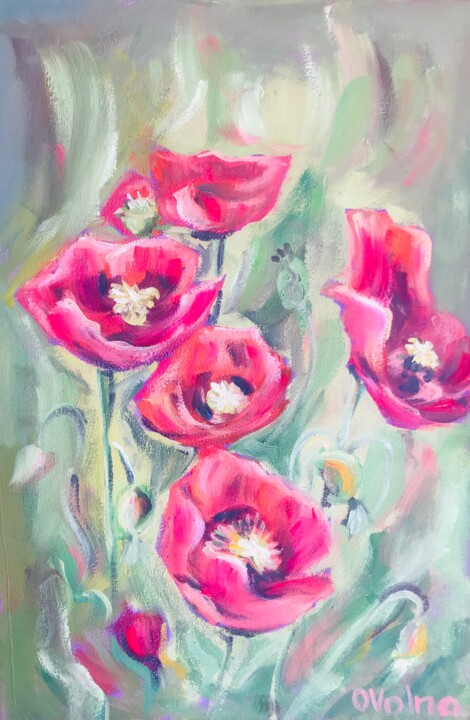 Peinture intitulée "Summer Poppies" par Olga Volna, Œuvre d'art originale, Huile