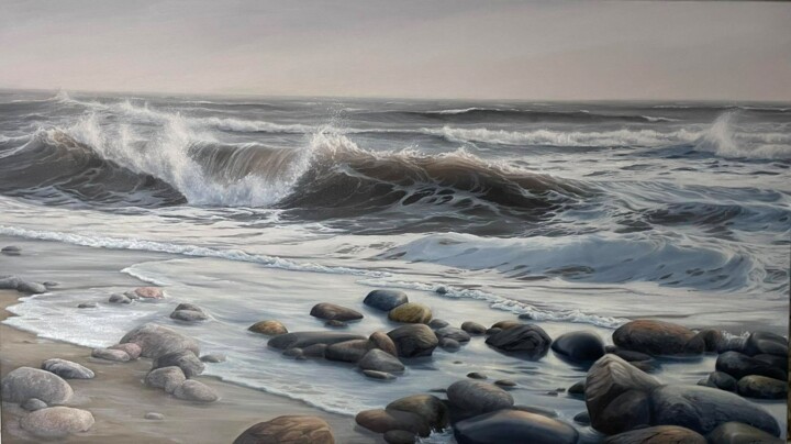 Pintura titulada "waves of the Crimea" por Olha Holub, Obra de arte original, Oleo