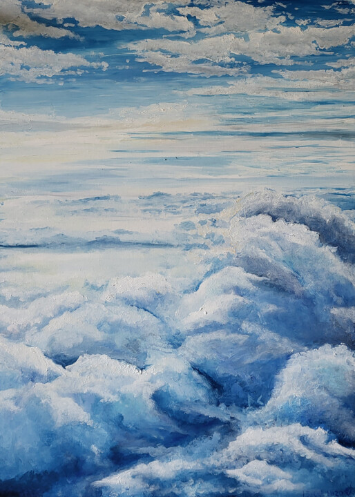 Pittura intitolato "Sky oil painting" da Olha Voron, Opera d'arte originale, Olio