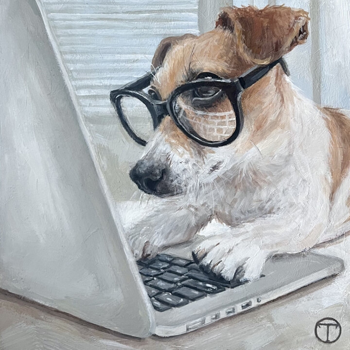 Pintura titulada "Jack Russel Terrier…" por Olia Tomkova, Obra de arte original, Acrílico
