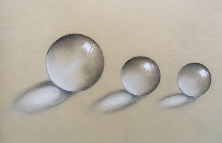 Dibujo titulada "Boules de cristal" por Olibo, Obra de arte original, Lápiz