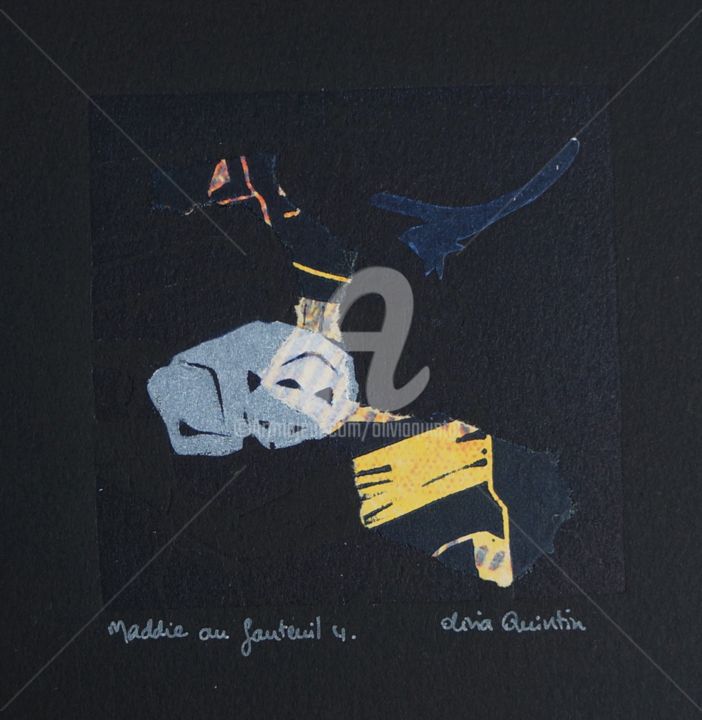Druckgrafik mit dem Titel "Maddie au fauteuil 4" von Olivia Quintin, Original-Kunstwerk, Gravur