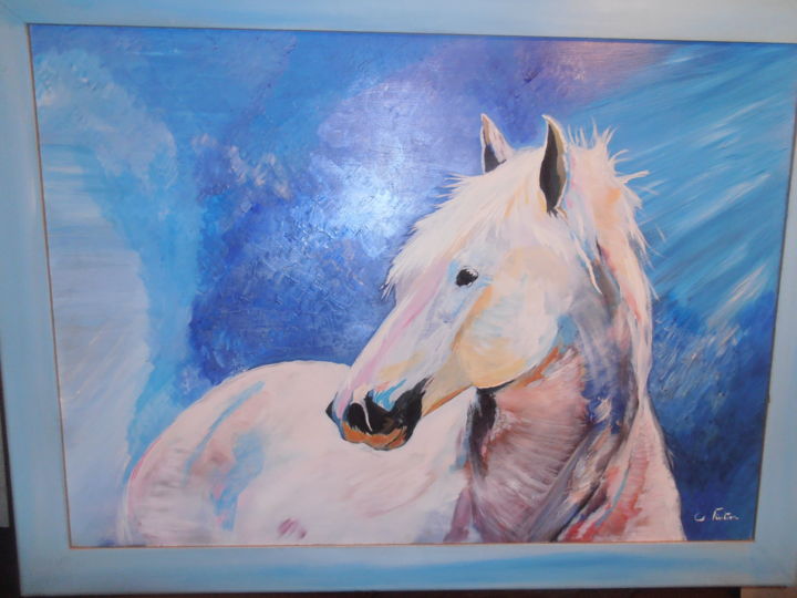 Картина под названием "le-cheval-blanc.jpg" - Olivier Fruitier, Подлинное произведение искусства
