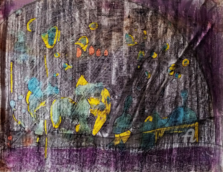 Drawing titled "Noir 3" by Olivier Dayot, Original Artwork, Acrylic