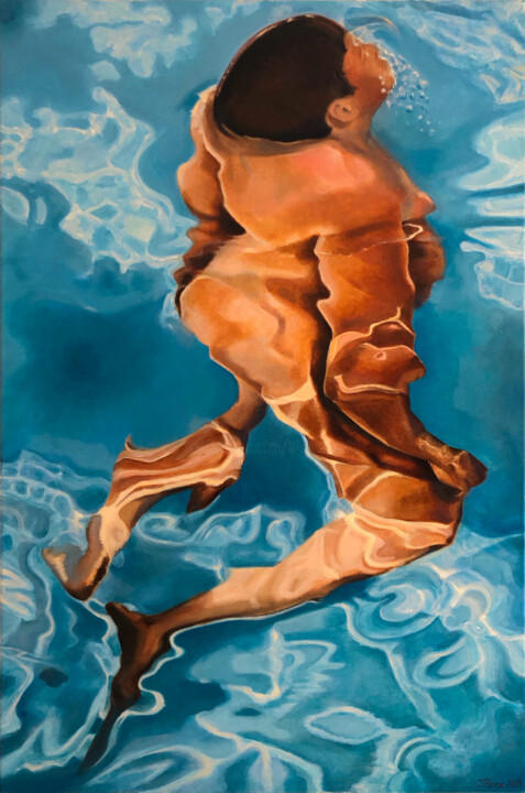 Pintura titulada ""En nos troubles"" por Olivier Rose, Obra de arte original, Oleo Montado en Bastidor de camilla de madera