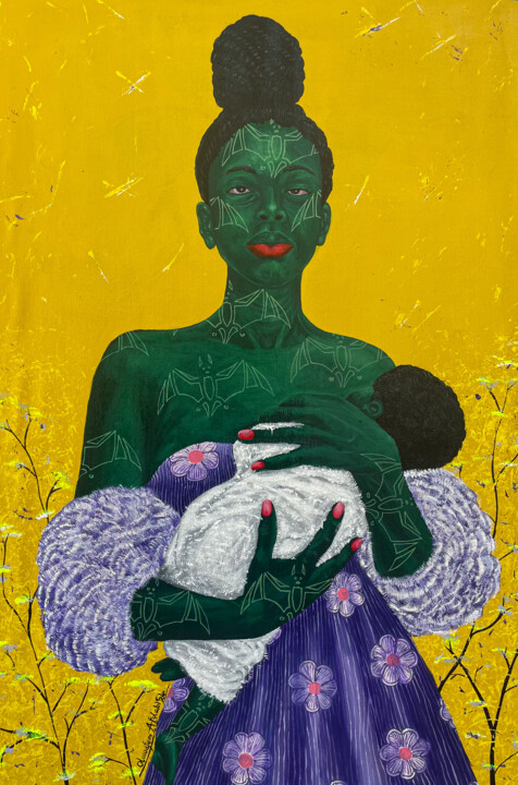 Pittura intitolato "SECOND MOTHER" da Oluwafemi Afolabi, Opera d'arte originale, Acrilico