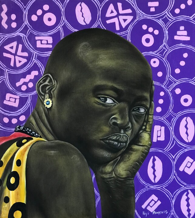Peinture intitulée "Restrained" par Oluwafemi Akanmu, Œuvre d'art originale, Acrylique