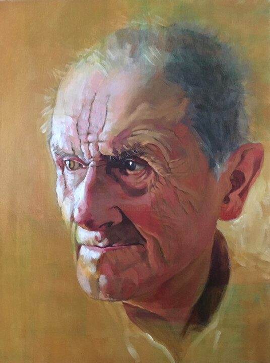 Schilderij getiteld "Old man" door Olena Madonova, Origineel Kunstwerk, Acryl