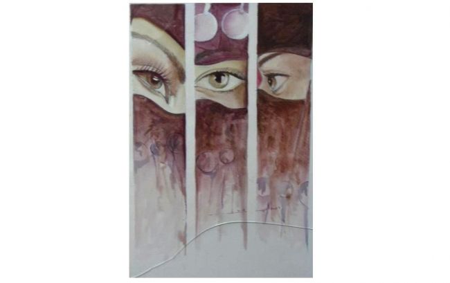 Pintura titulada "les yeux d atlas" por Omar Daiday, Obra de arte original, Oleo