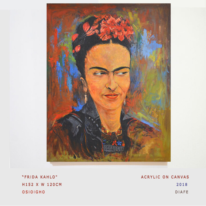 Pittura intitolato "Frida Kahlo" da Osio Diafe Signature Art Gallery, Opera d'arte originale, Acrilico