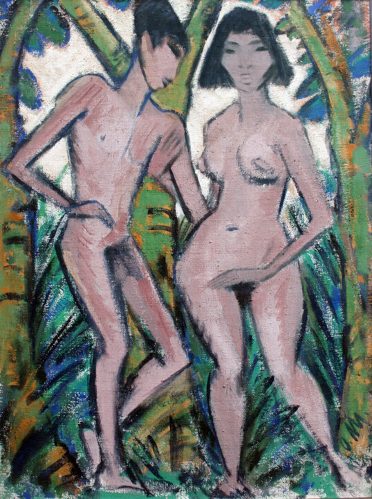 Pintura titulada "Adam et Eve" por Otto Mueller, Obra de arte original, Oleo