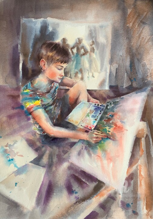 제목이 "Young artist"인 미술작품 Oxana Luky로, 원작, 수채화