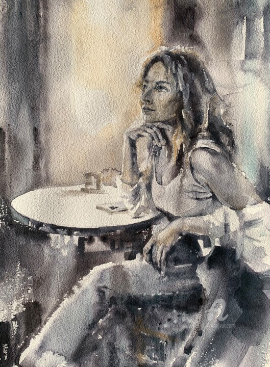 Painting titled "“Christina”" by Oxana Luky, Original Artwork, Watercolor