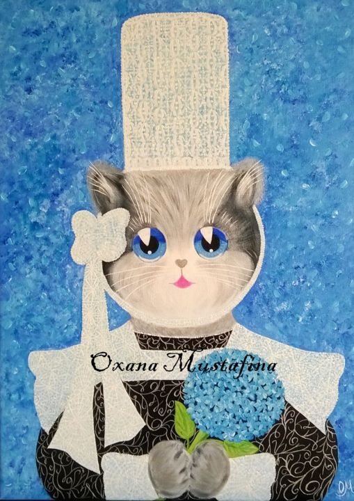 Peinture Acrylique Chat Breton Enora Painting By Oxana Mustafina Artmajeur