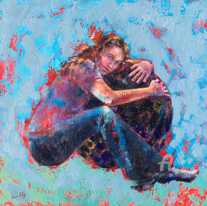 couple embrace painting