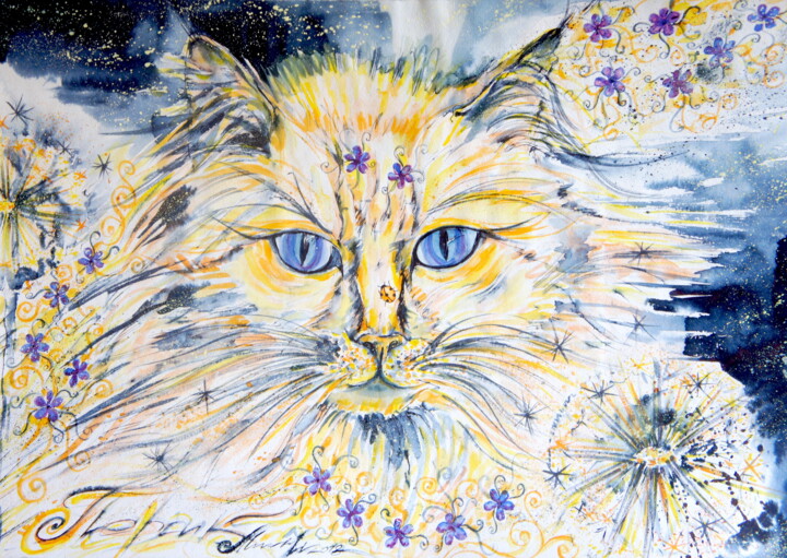 "The Cat named Peach…" başlıklı Tablo Iryna Tatur tarafından, Orijinal sanat, Mürekkep