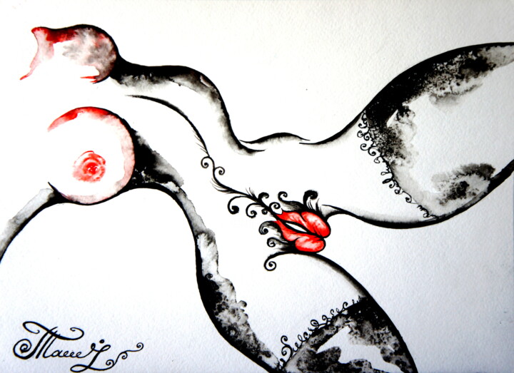 绘画 标题为“OrgaSm #4” 由Iryna Tatur, 原创艺术品, 墨