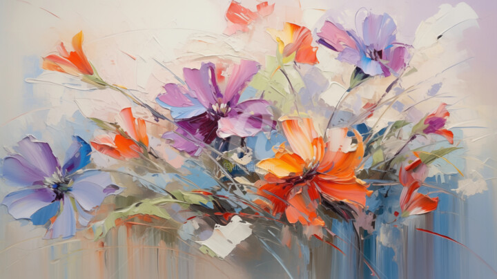 数字艺术 标题为“Flowers51” 由P. Lee, 原创艺术品, 数字油画