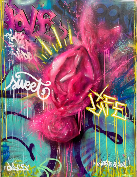 Pintura titulada "Sweet Life" por Pablito Mourer, Obra de arte original, Pintura al aerosol Montado en Bastidor de camilla d…