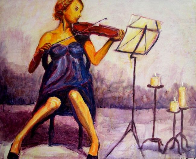 Pintura titulada "mujer violinista -…" por Pacodecaceres, Obra de arte original